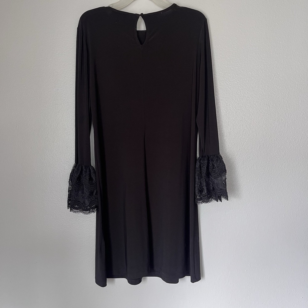 MSK Women's Black‎ Bell Sleeve Lace Formal Mid Dress Medium Loose Fit Wedding - Picture 5 of 7